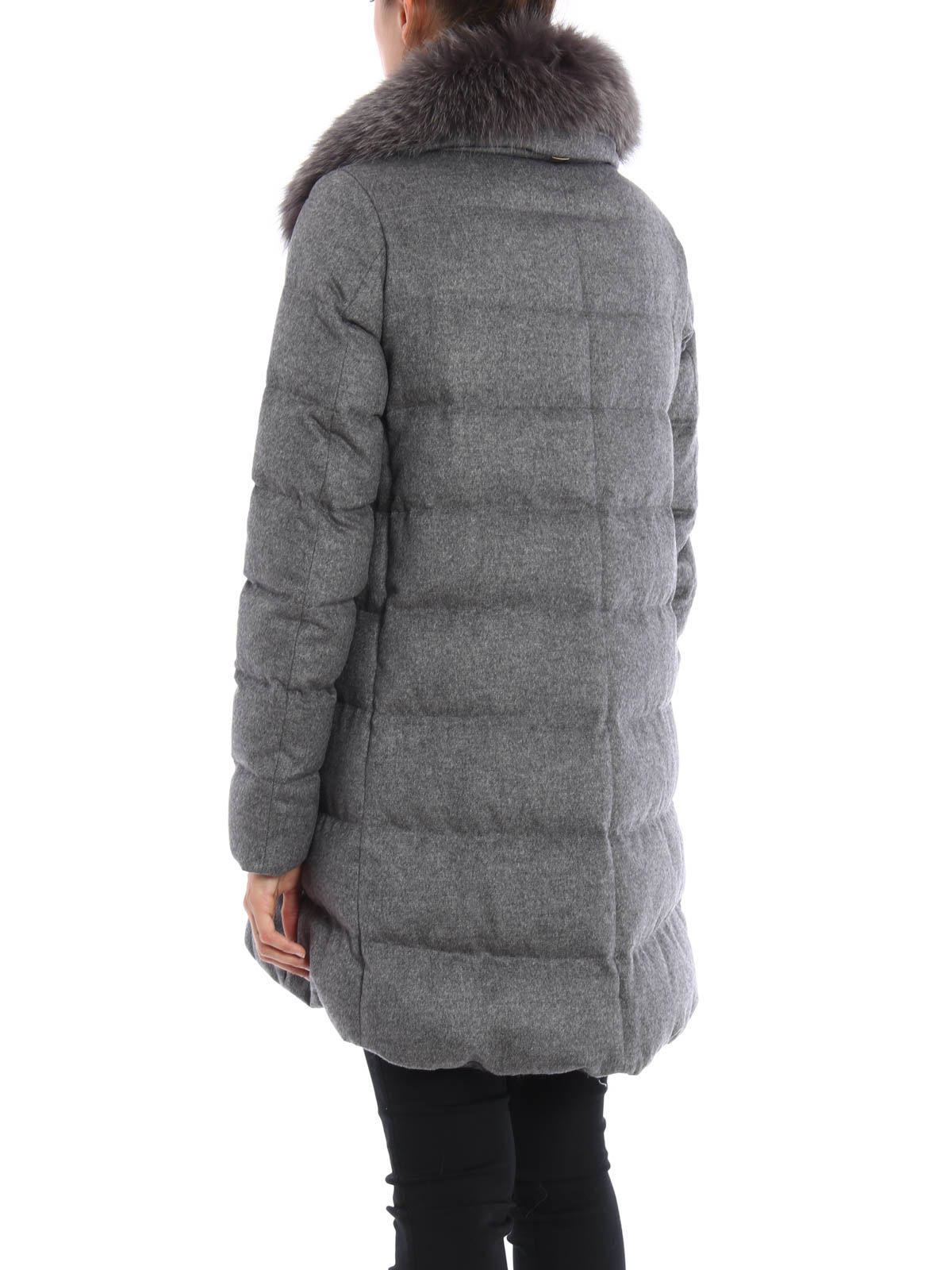 Herno Herno Fox Fur Trim Down Jacket Grey, Women's Coats Italist