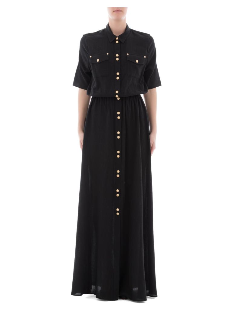 BALMAIN BLACK COTTON DRESS,10598596