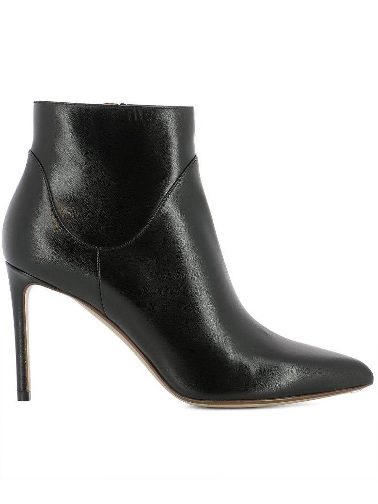 Francesco Russo Black Leather Heeled Ankle Boots | ModeSens