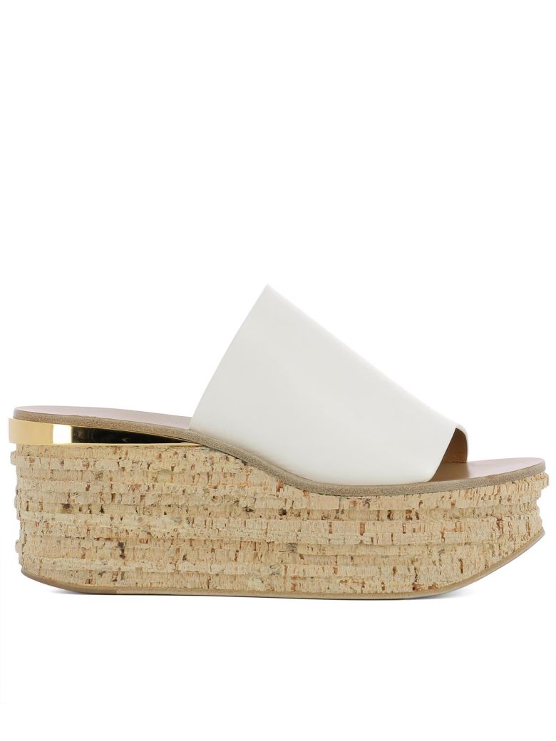 CHLOÉ WHITE LEATHER SANDALS,10588740