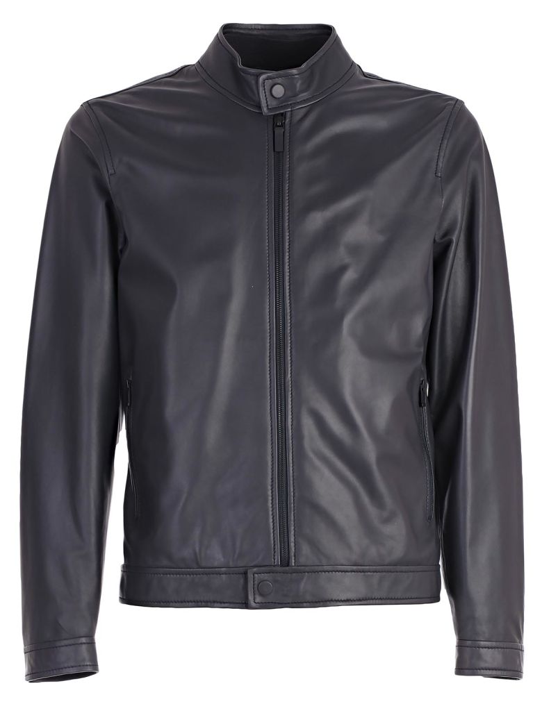 Z Zegna Leather Jacket Bnavy Men S Jackets Italist