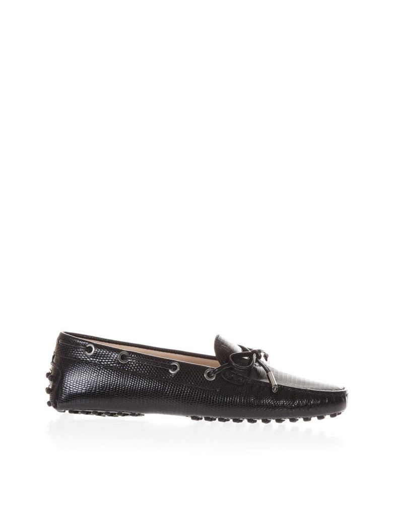 TOD'S BLACK LEATHER GOMMINO LOAFERS,10601690