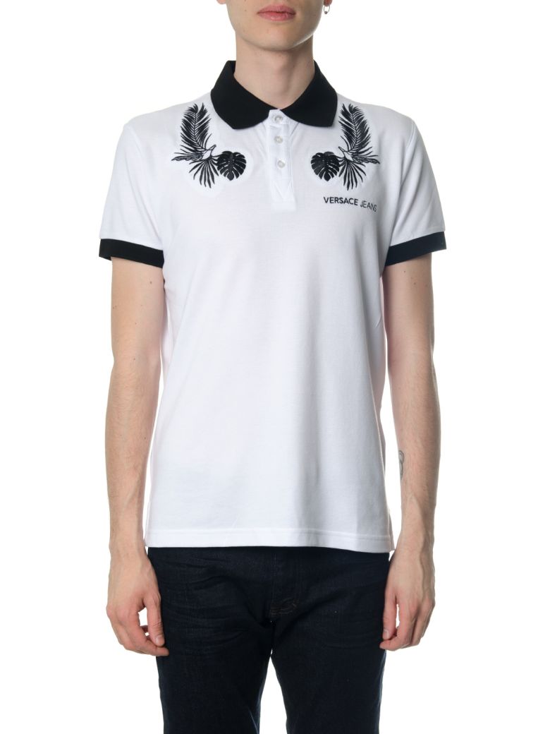 VERSACE WHITE COTTON LOGO SHIRT WITH EMBROIDERED LOGO,GRB7P6 36571003