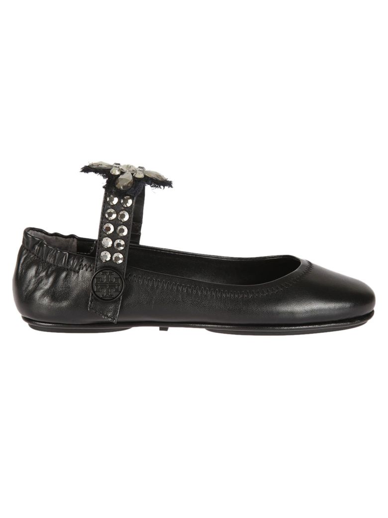 TORY BURCH MINNIE TWO WAY BLACK/CLEAR NAPPA LEATHER BALLET FLATS | ModeSens