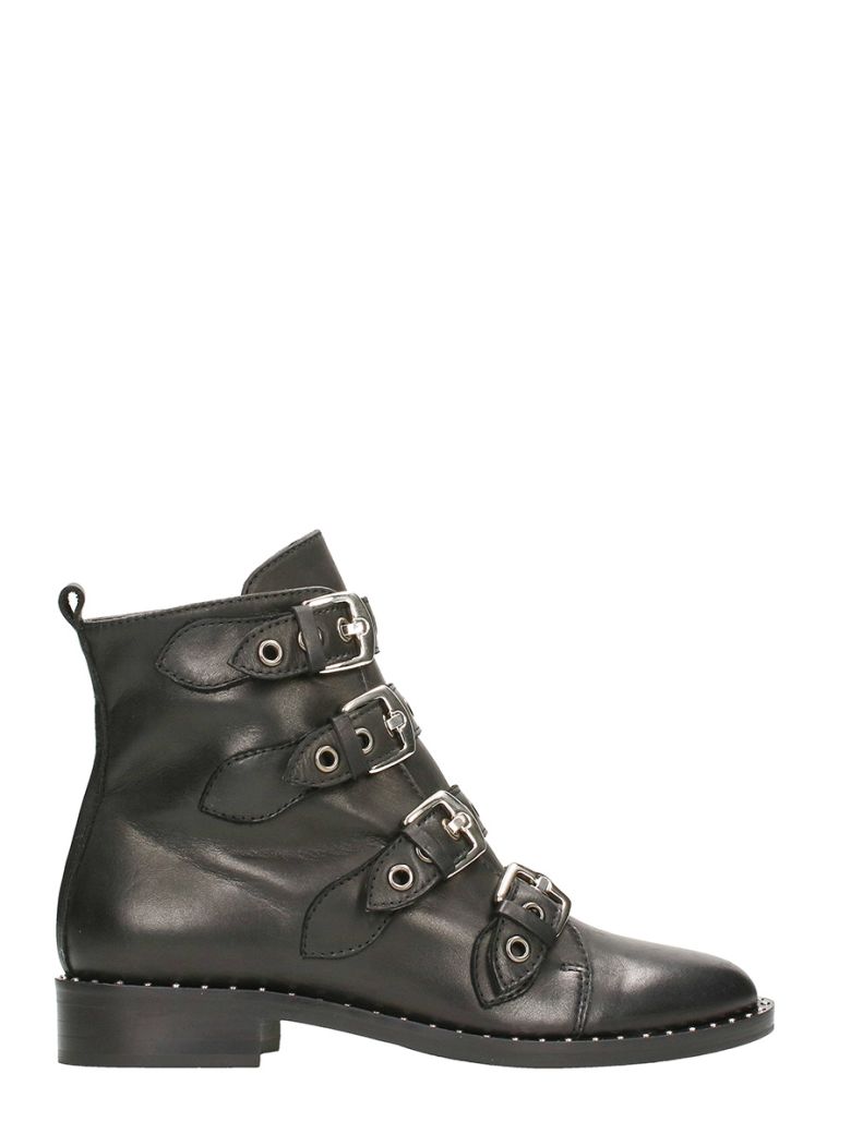 Via Roma 15 BLACK LEATHER ANKLE BOOTS