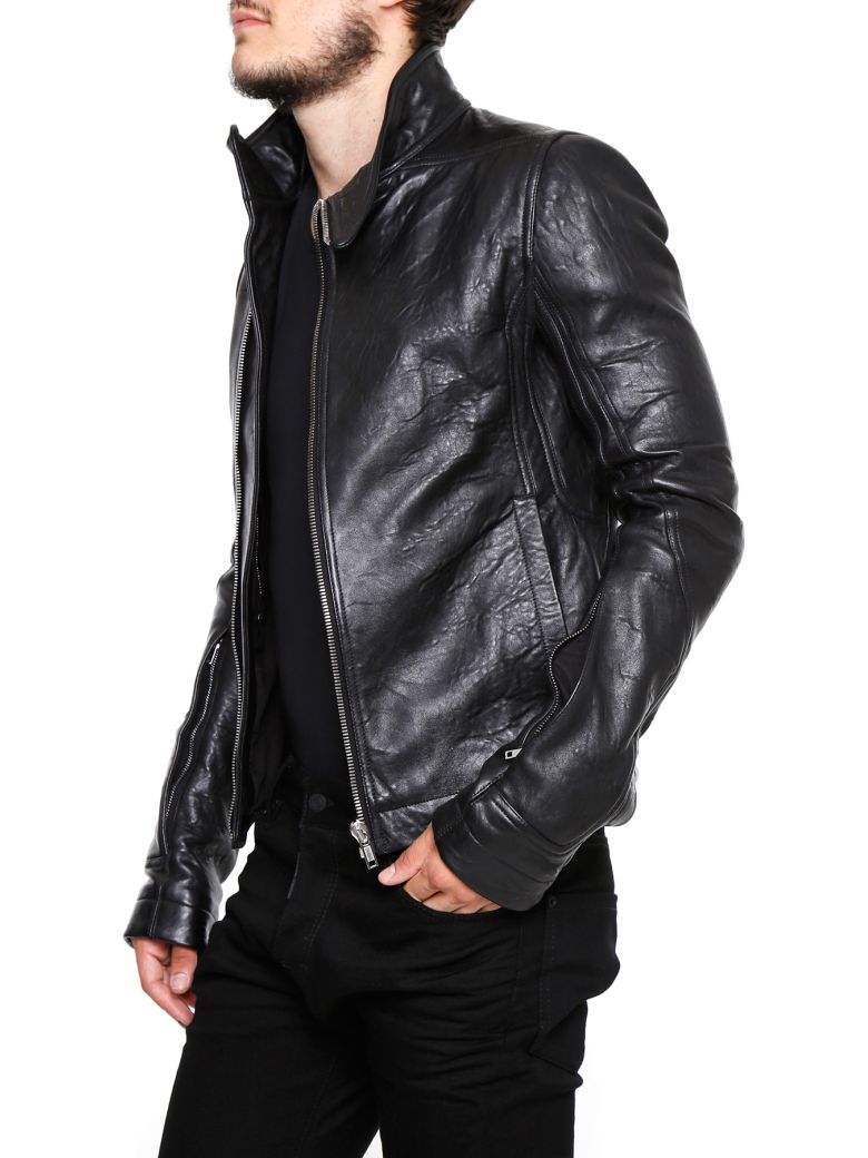 Rick Owens Mollino Biker Leather Jacket In Blacknero
