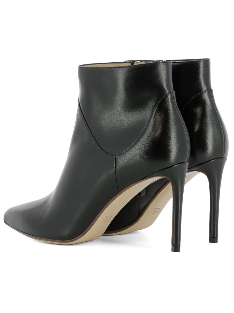 FRANCESCO RUSSO Black Leather Heeled Ankle Boots | ModeSens