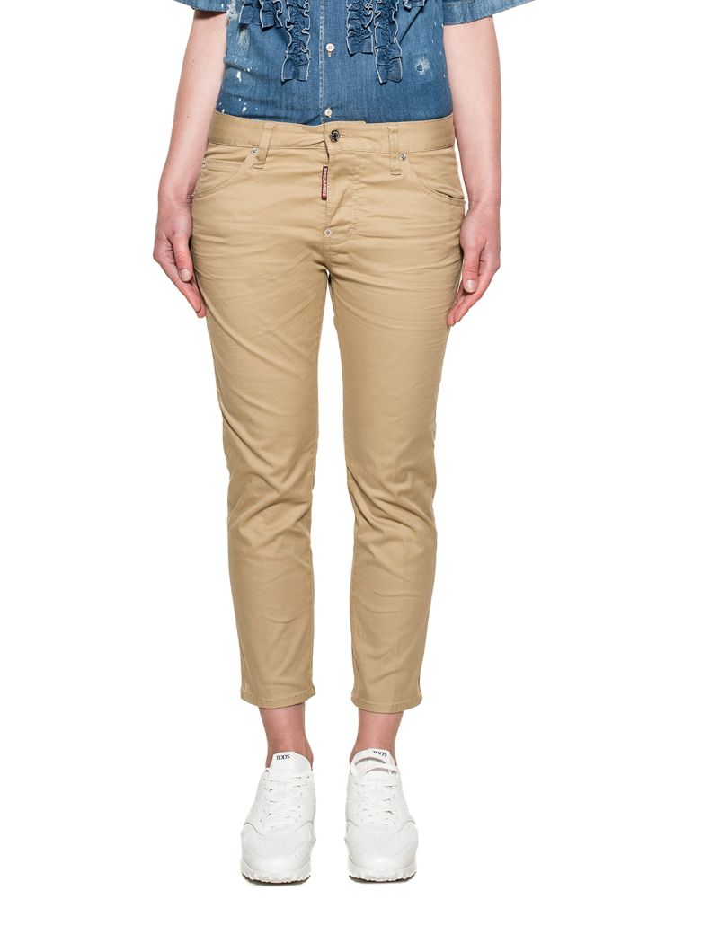 DSQUARED2 BEIGE COOL GIRL DENIM CROPPED JEANS,10605955