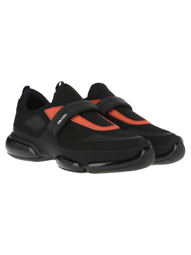 Prada Black And Orange Cloudbust Leather Sneakers | ModeSens