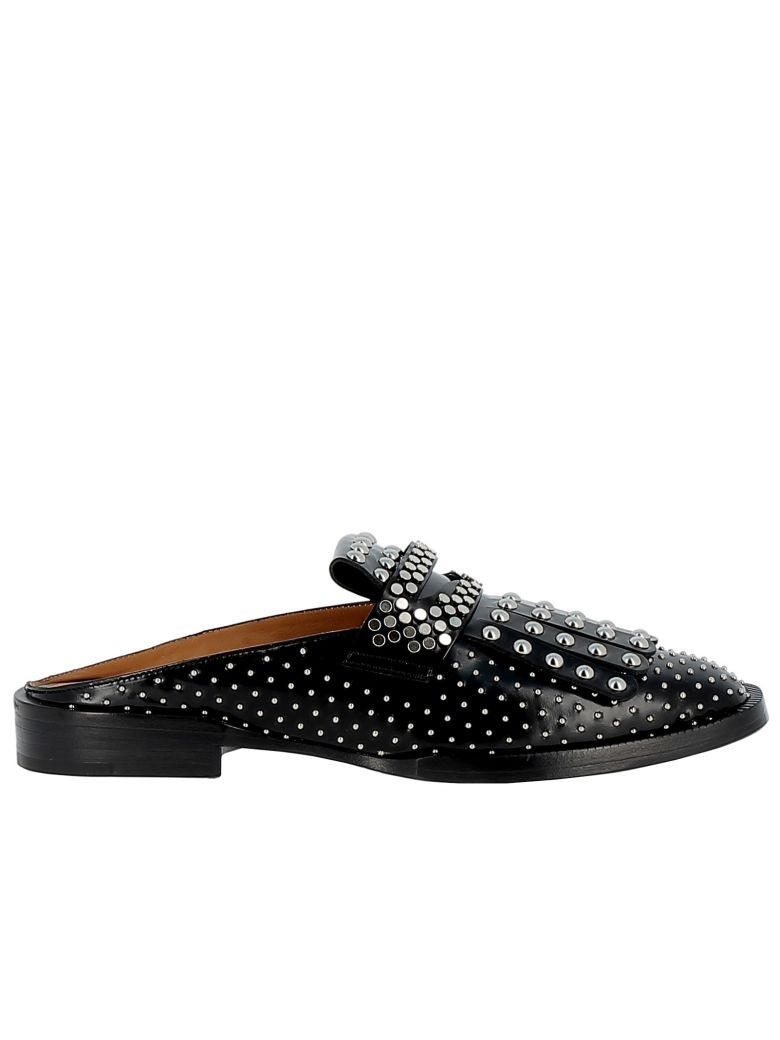 Robert Clergerie BLACK LEATHER FLAT SHOES
