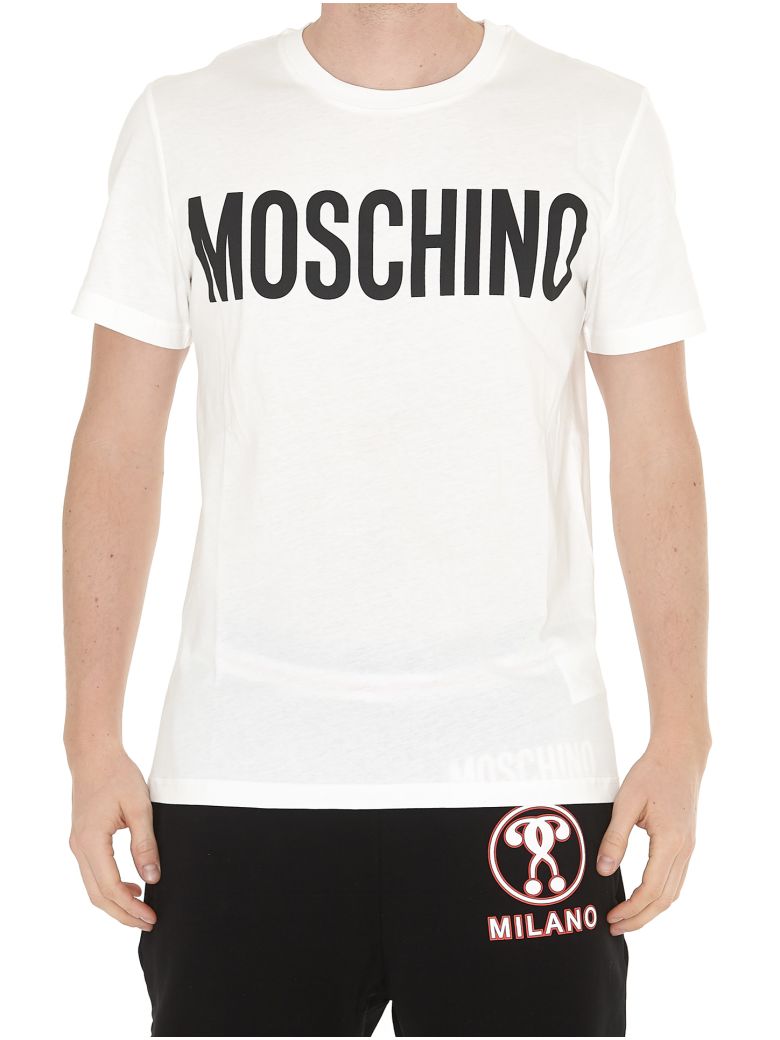 Moschino Logo Printed Cotton Jersey T-Shirt In White | ModeSens