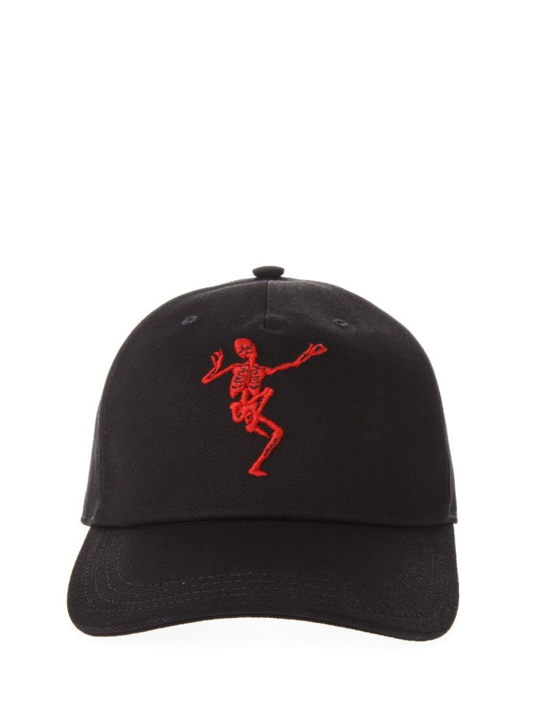 ALEXANDER MCQUEEN DANCING SKULL BLACK & RED HAT,10608769