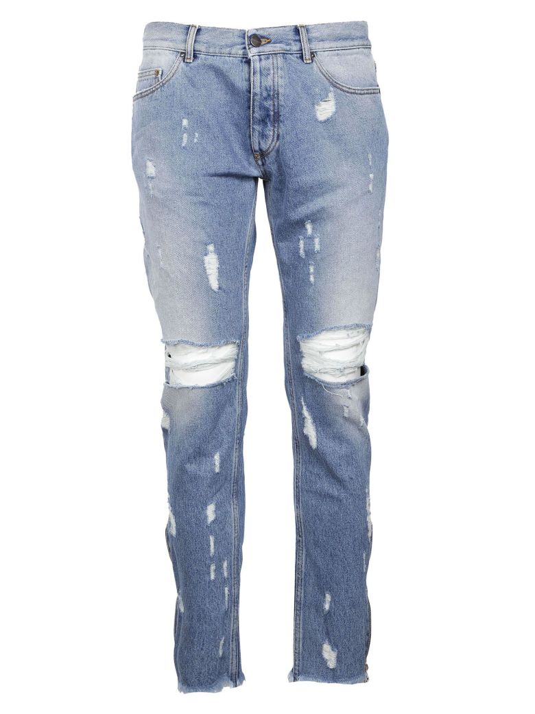 PALM ANGELS Light-Wash Distressed Jeans, Denim | ModeSens