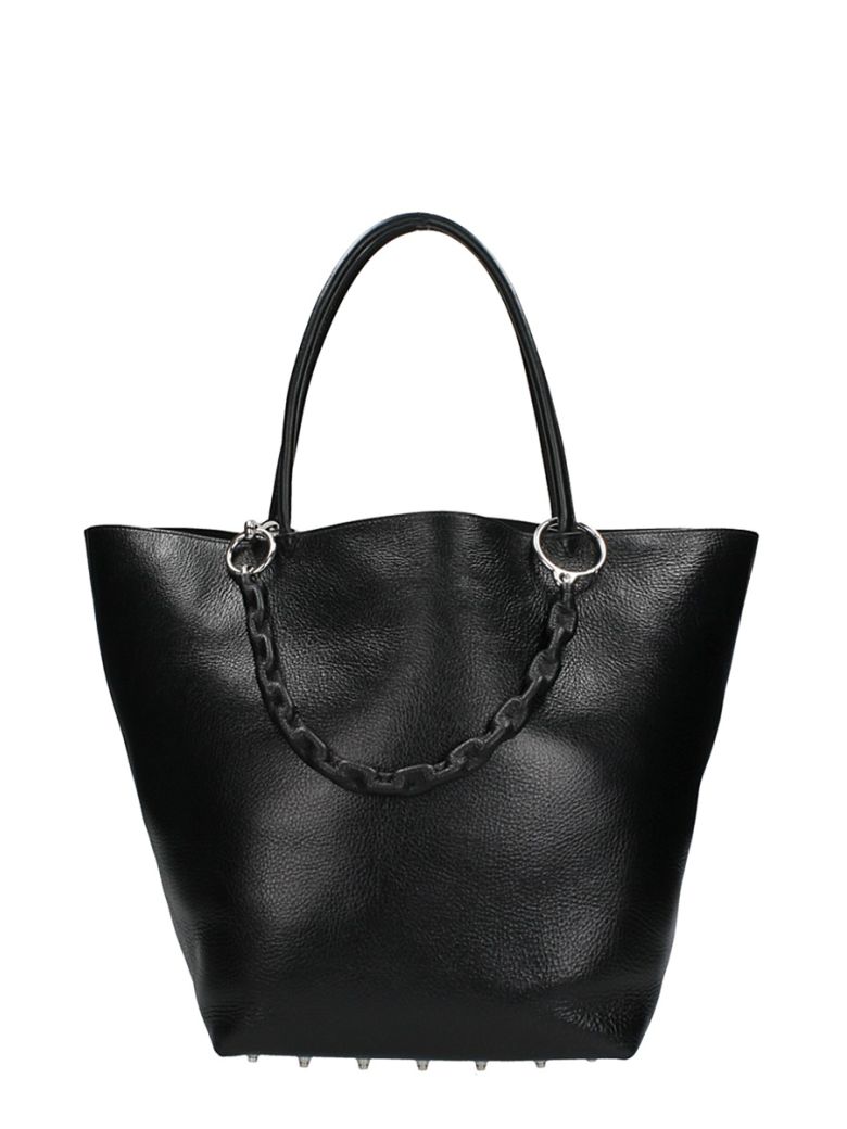 ALEXANDER WANG ROXY BAG IN BLACK GRAINED LEATHER,10574238