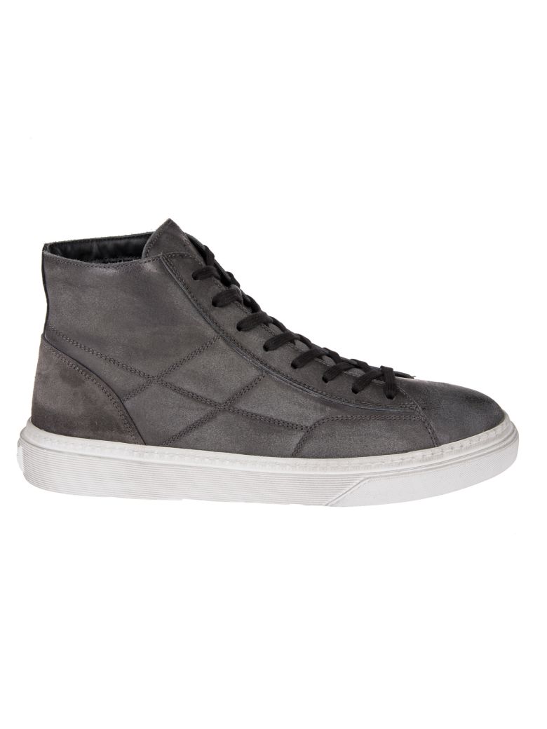 HOGAN SUEDE HIGH-TOP SNEAKERS WITH QUILTED DETAILS, GREY | ModeSens