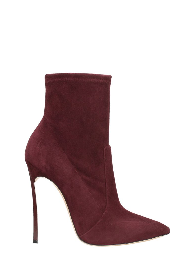 CASADEI BLADE BURGUNDY SUEDE ANKLE BOOTS,10631080