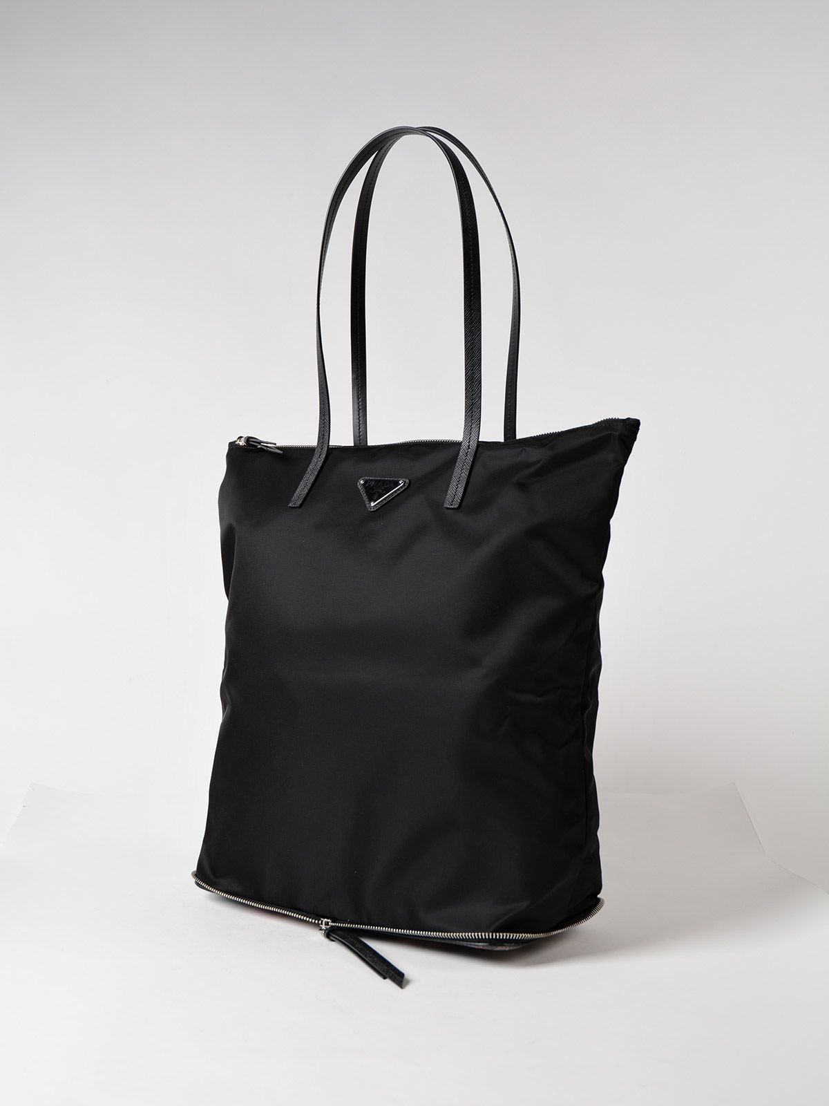 Prada - Prada Nylon Logo Shopper Bag - Nero, Women's Totes | Italist