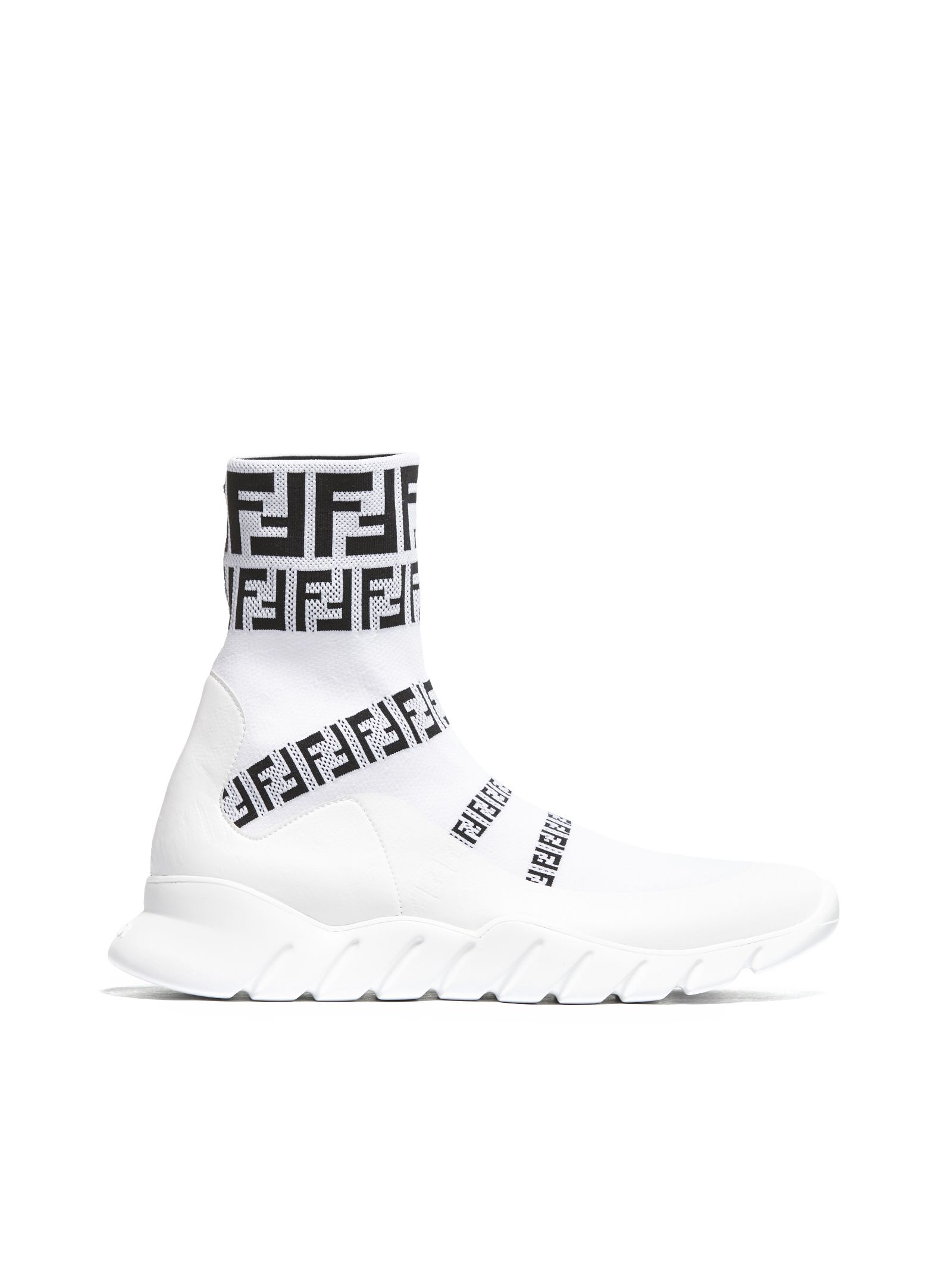 Fendi Ff Signature Socks Sneaker In White | ModeSens