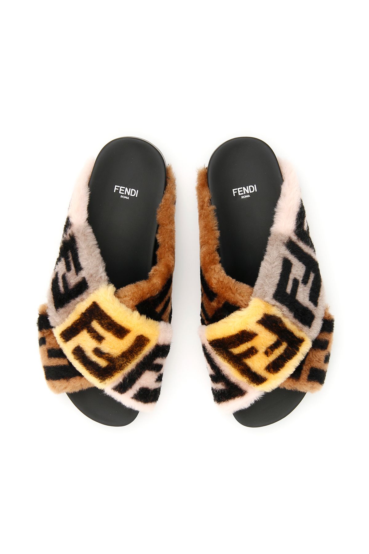 italist | Best price in the market for Fendi Fur Logo Slides - MULTIC ...