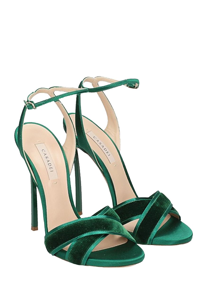 Casadei - Casadei Emerald Suede Satin Sandals - green, Women's Sandals ...