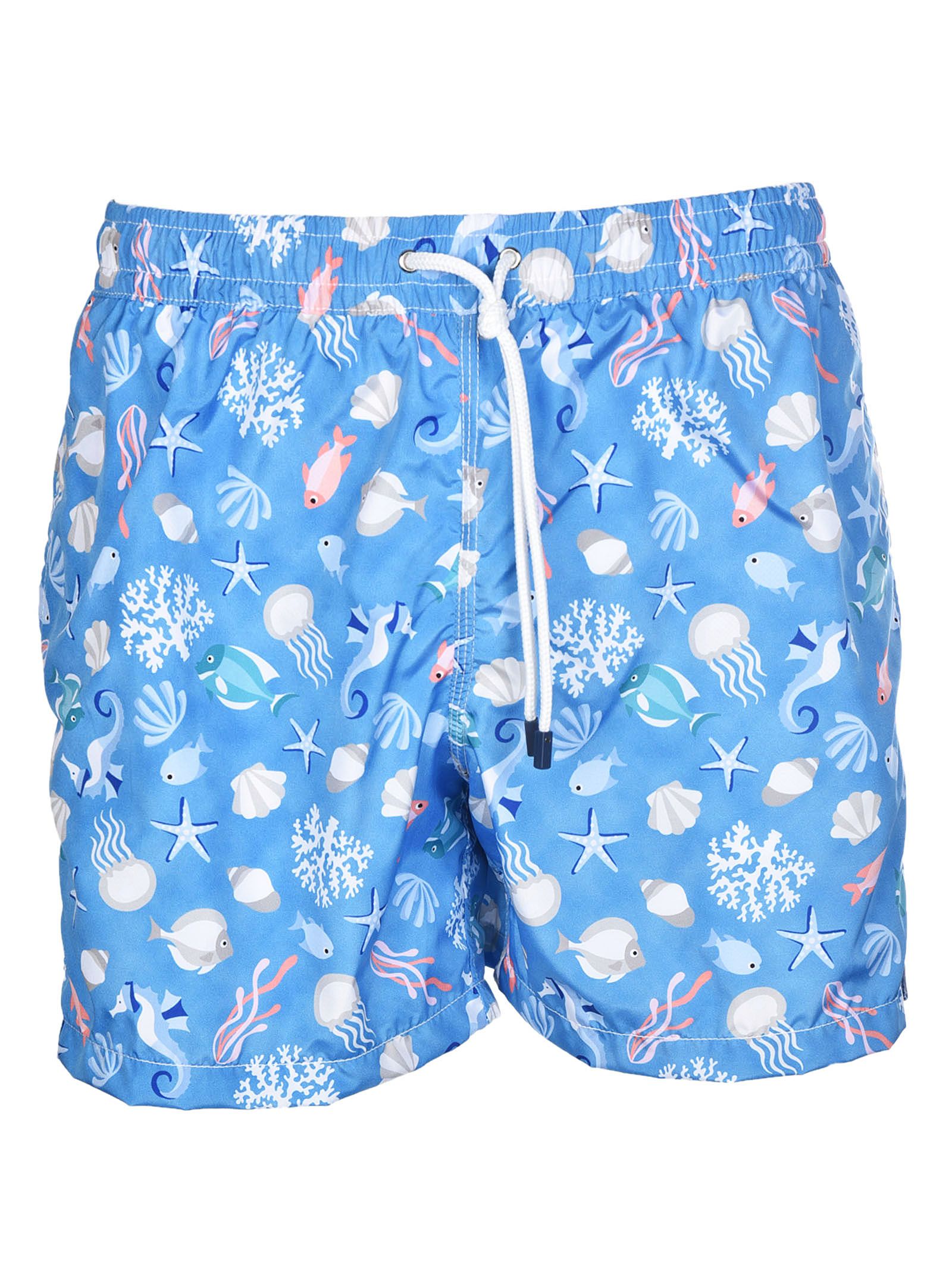 Fedeli Printed Swim Shorts - Blue/Multicolor - 6663163 | italist