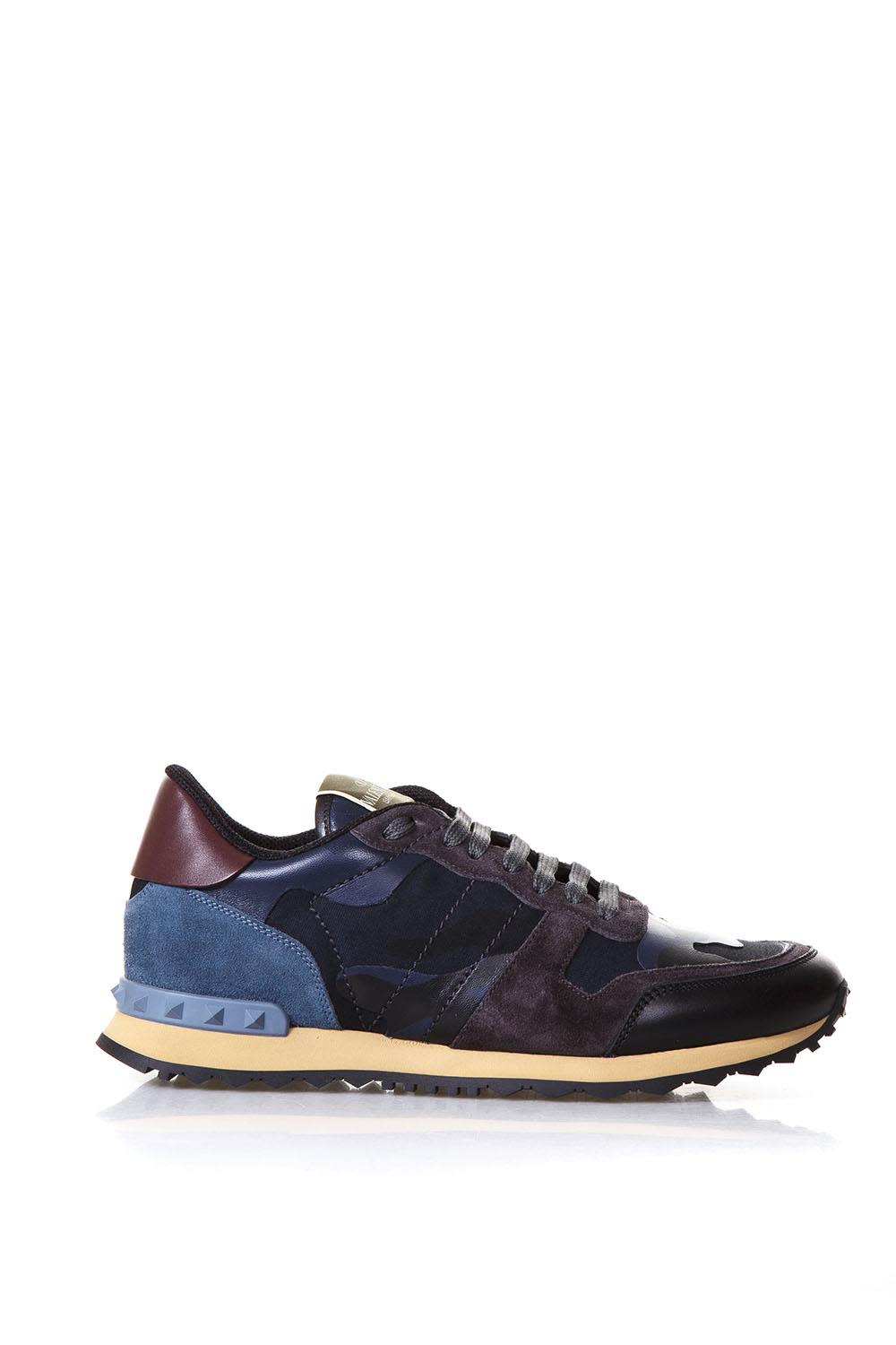 VALENTINO GARAVANI ROCKRUNNER BLU SNEAKERS,10626707