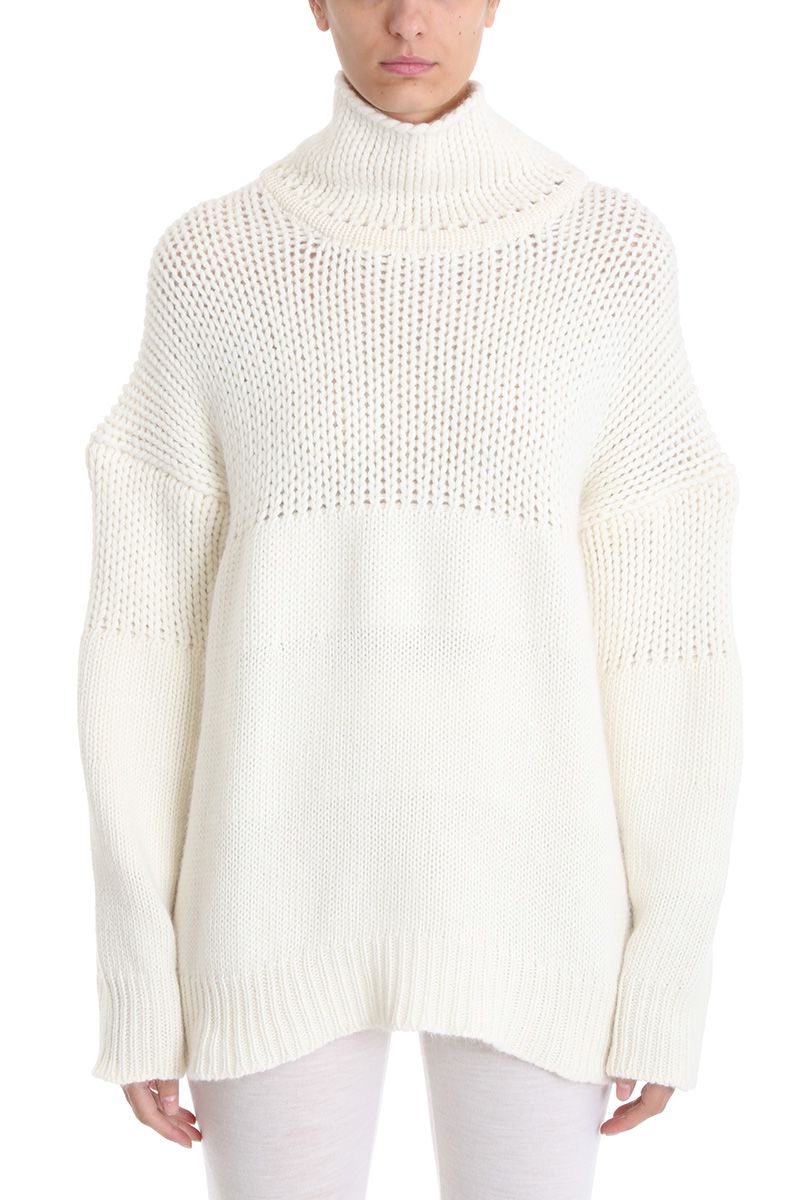 Jil Sander - Jil Sander White Wool Sweater - white, Women's Sweaters ...