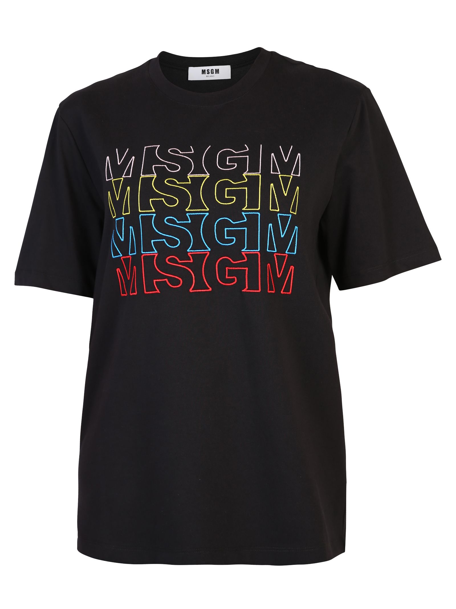 MSGM EMBROIDERED COTTON T-SHIRT,10604162