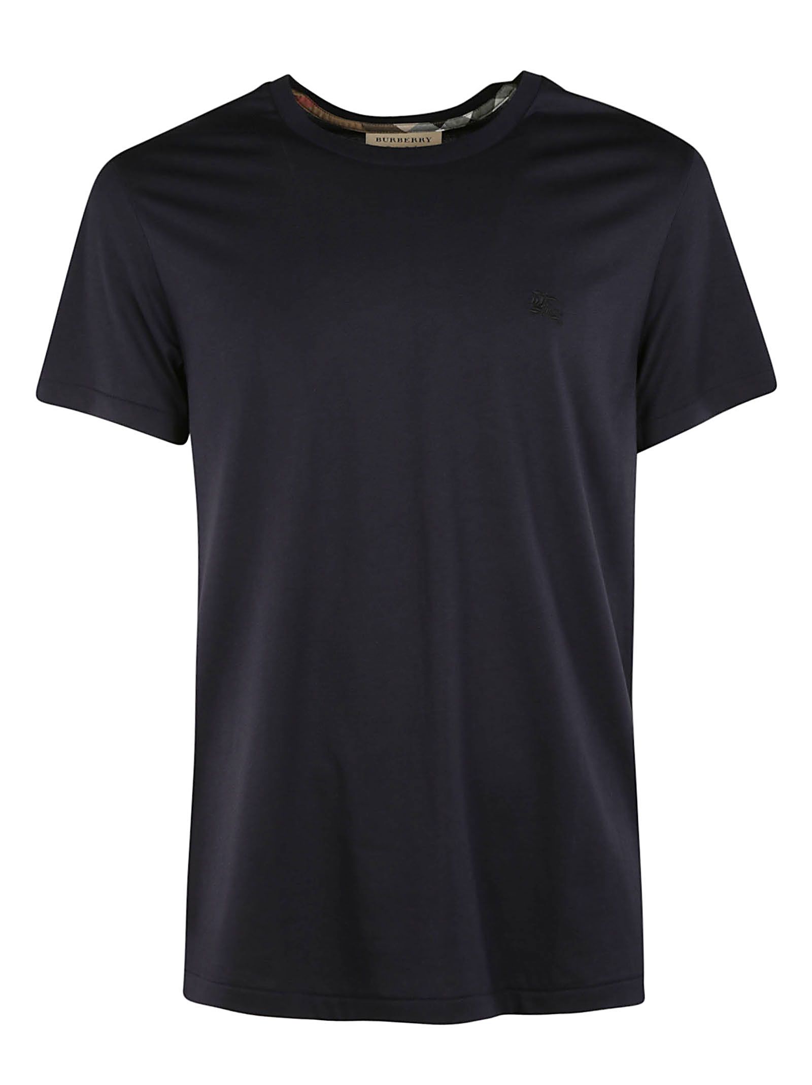 burberry logo embroidered t-shirt in navy