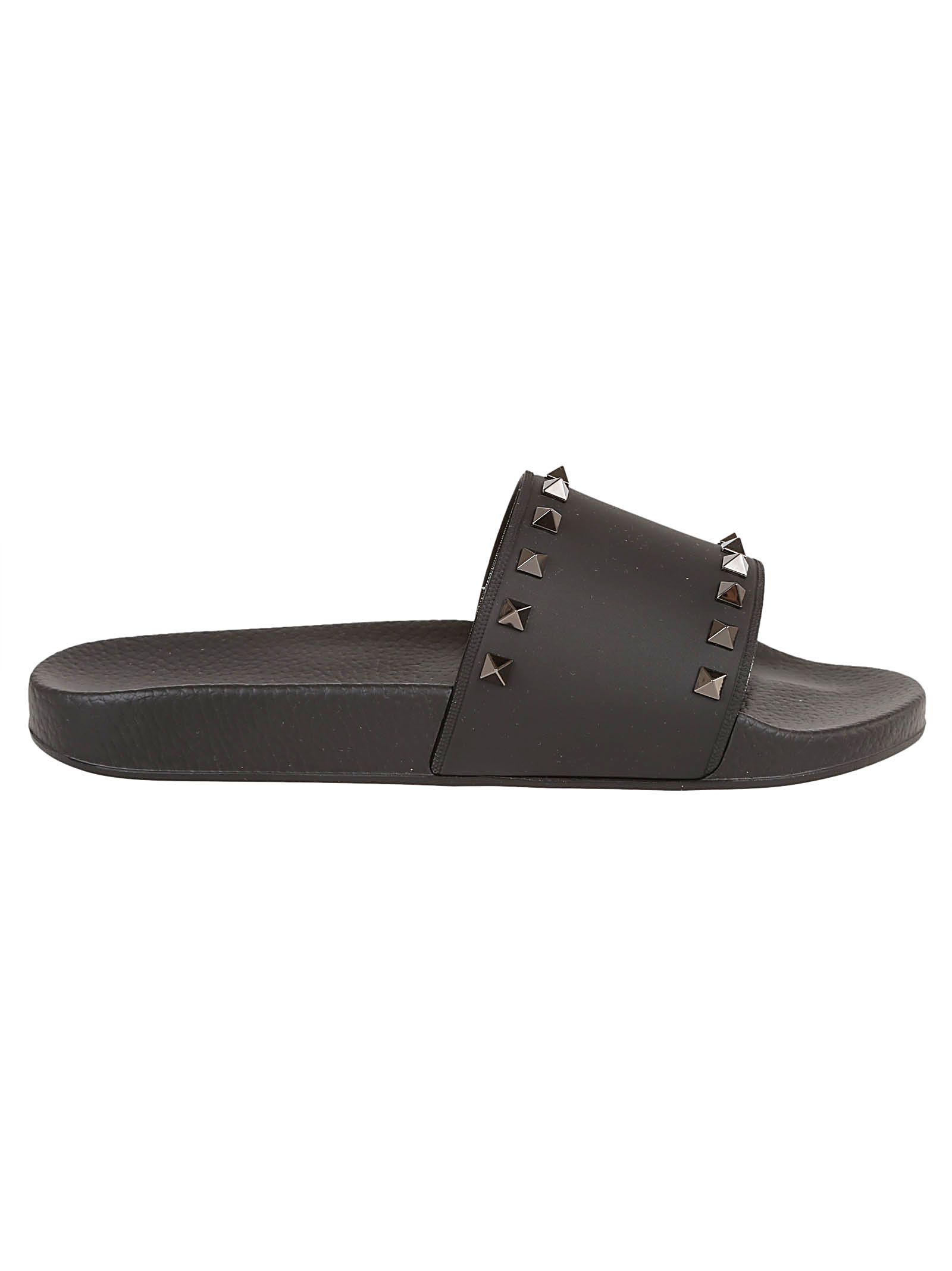 Valentino Rockstud Pvc Slide Sandals - Black Size 6 M In 0No Black ...