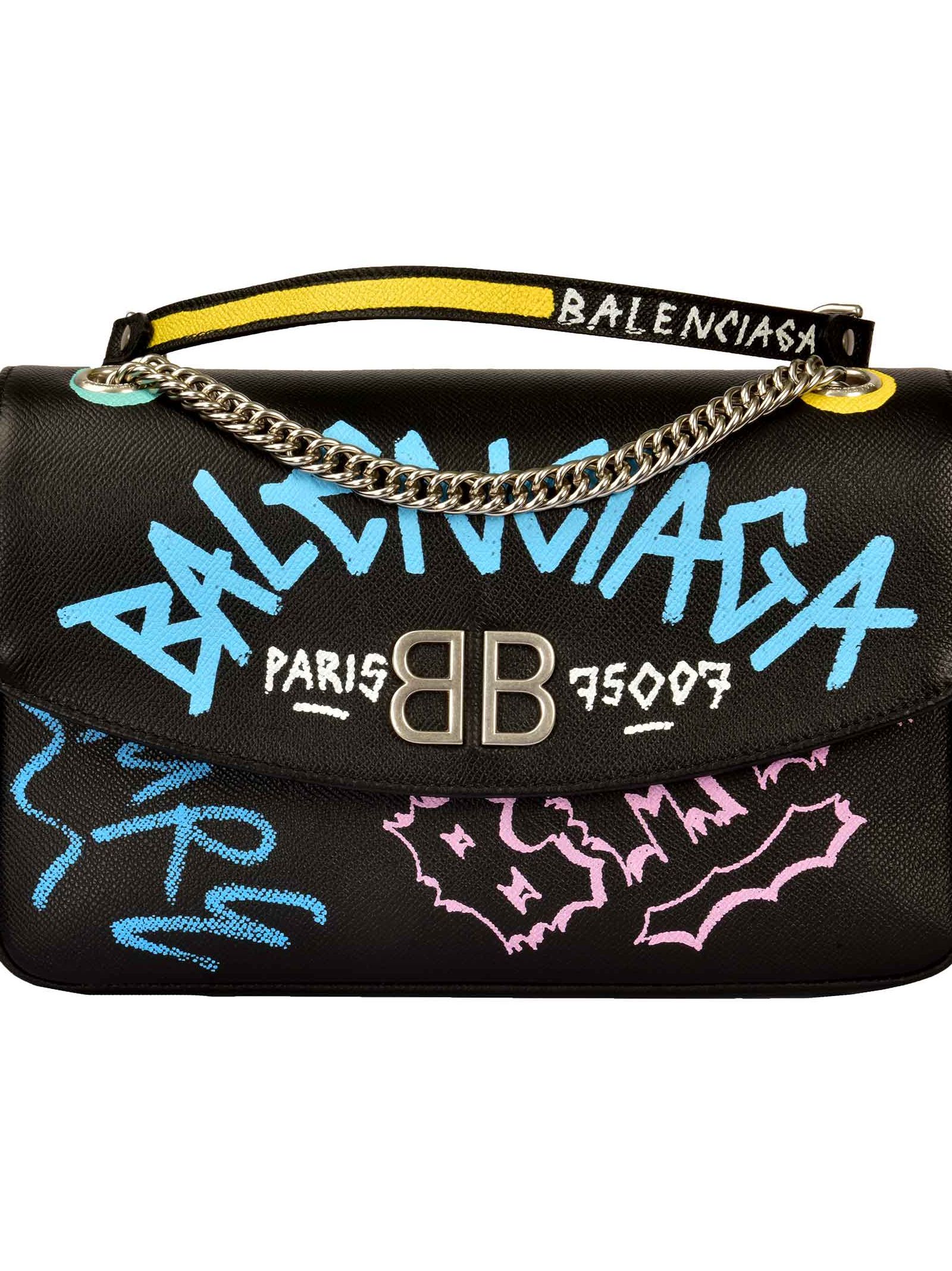 balenciaga graffiti chain bag