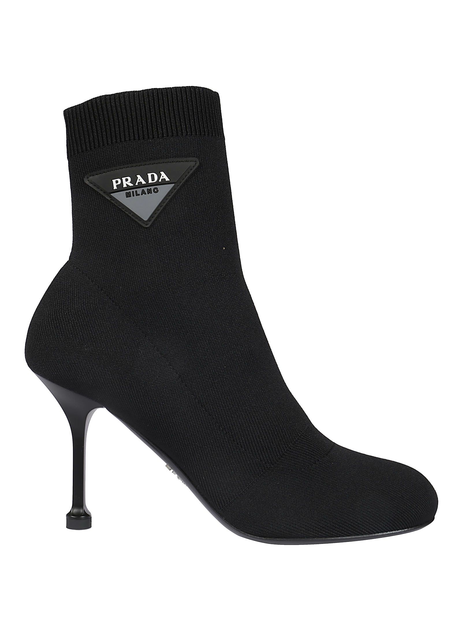 Prada Sock Logo Patch Boots - 10661702 | italist