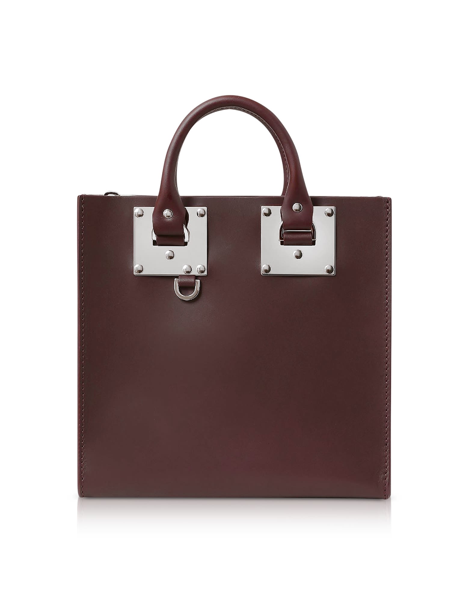 Sophie Hulme OXBLOOD SADDLE LEATHER SQUARE ALBION TOTE