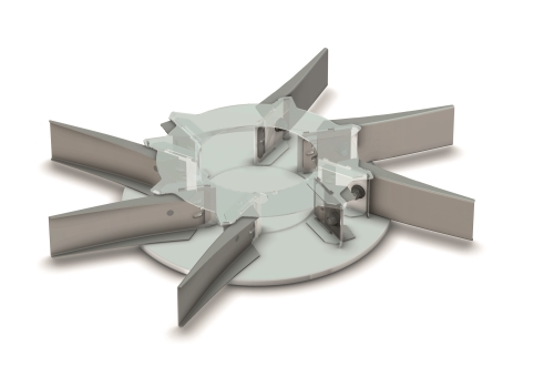 Gros plan des 8 pales CentreFlow sur chaque disque du TLX GEOSPREAD