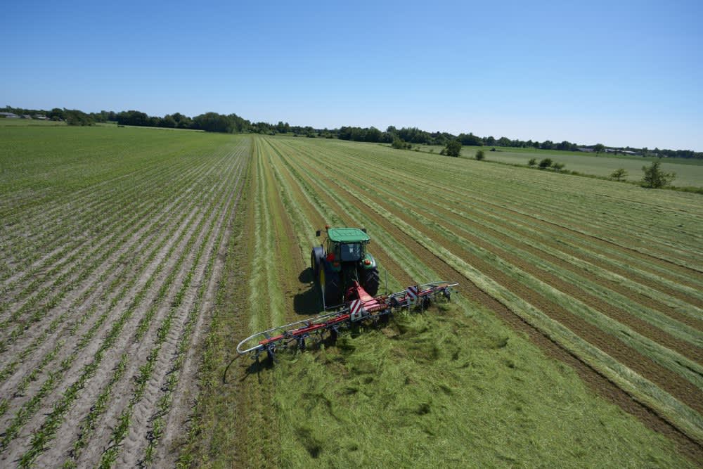 mounted tedders - VICON FANEX 554-684-764-904-1124, Central adjustment for border spreading keeping the crop inside the field.