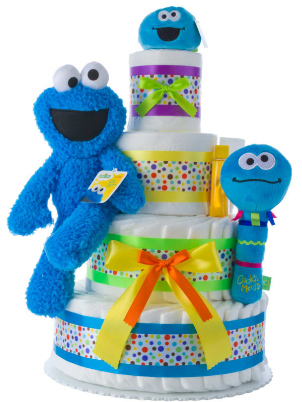 cookie monster diaper cake