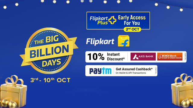 Flipkart Big Billions Days Sale Offers 2022 : Upto 80% off + 12.6% Cashback  + 10% off