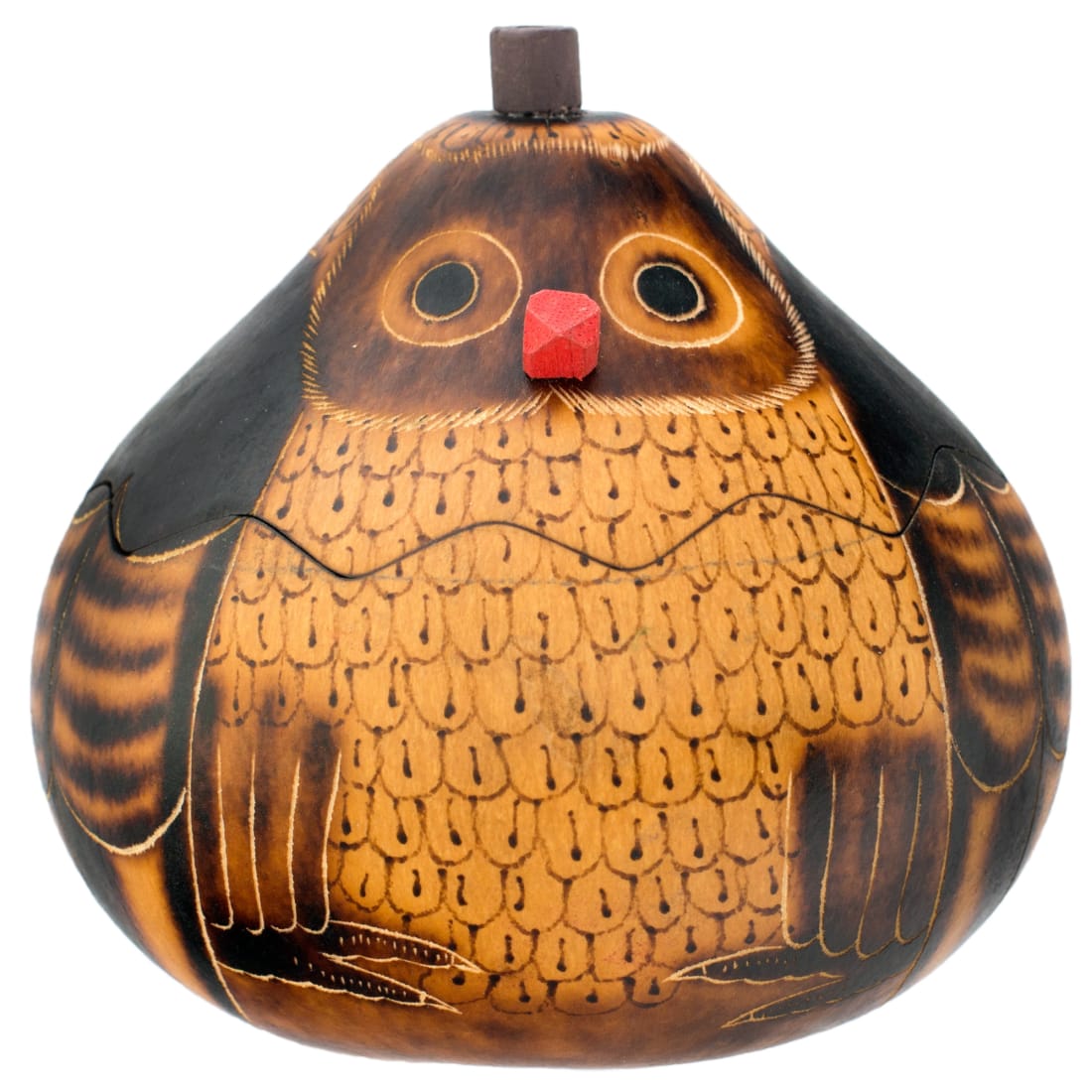 Fair Trade Owl Medium Carved Gourd Box by Lucuma Designs