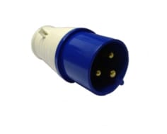 Industrial Plug 16A 220-250VAC 2P+E IP44 Blue