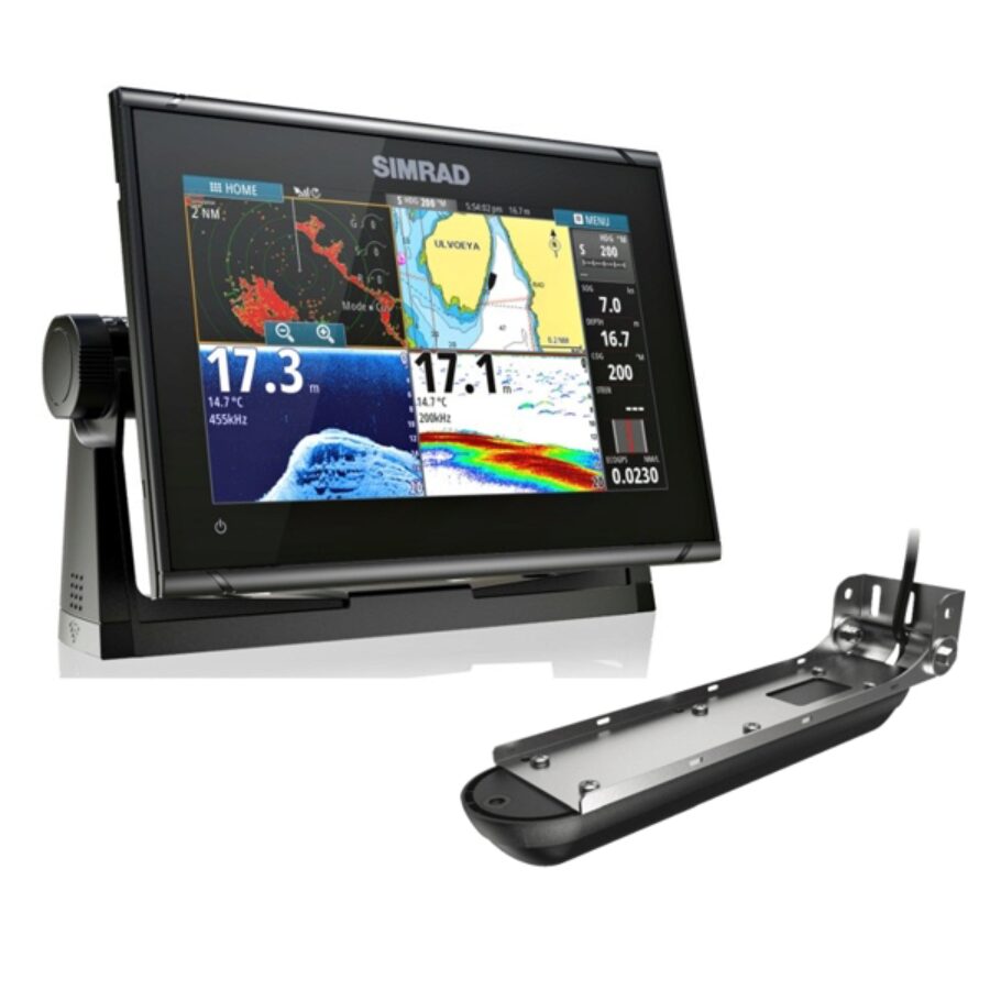 GO9 XSE Display with built in Echosounder With Transom Active Imaging 3 in 1 Transducer