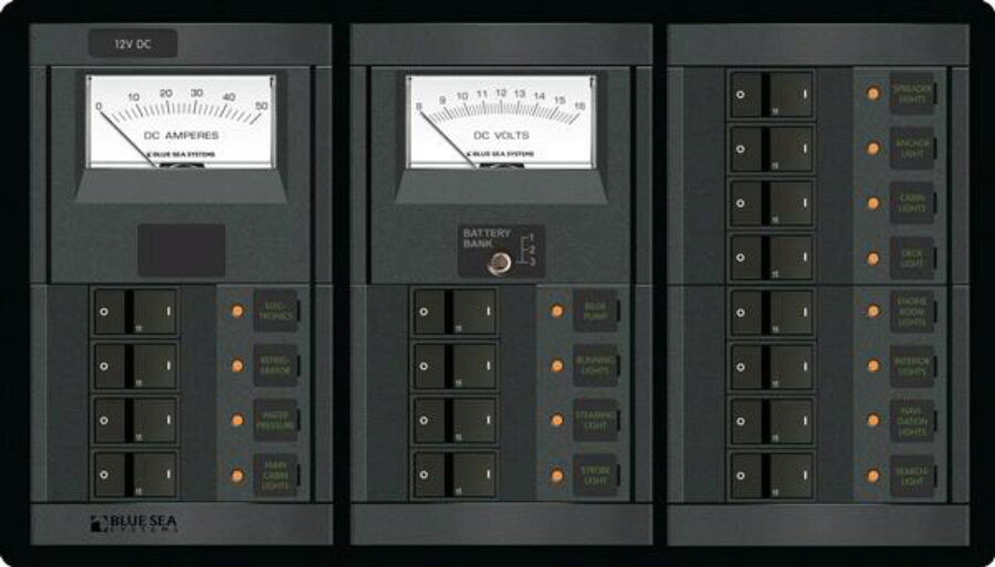 360 Dc Circuit Breaker Panel 16 Pos + 2 Meters