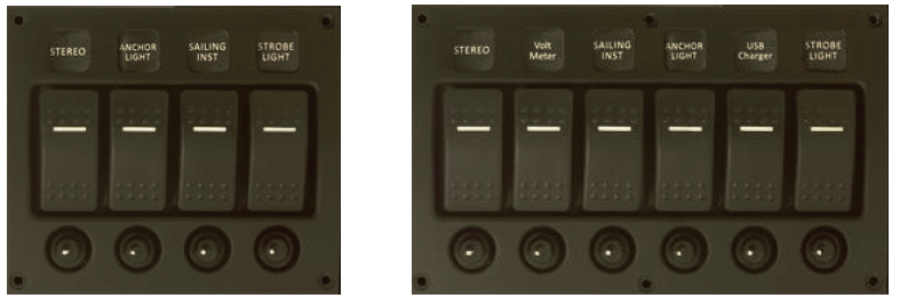 Streamline Water-resistant Switch Panel - 4P Curved Water-resistant LED with Circuit Breakers