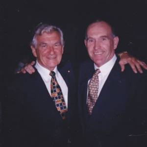 Former prime minister Bob Hawke with Bob Hawke, Old Parliament House volunteer, 1996