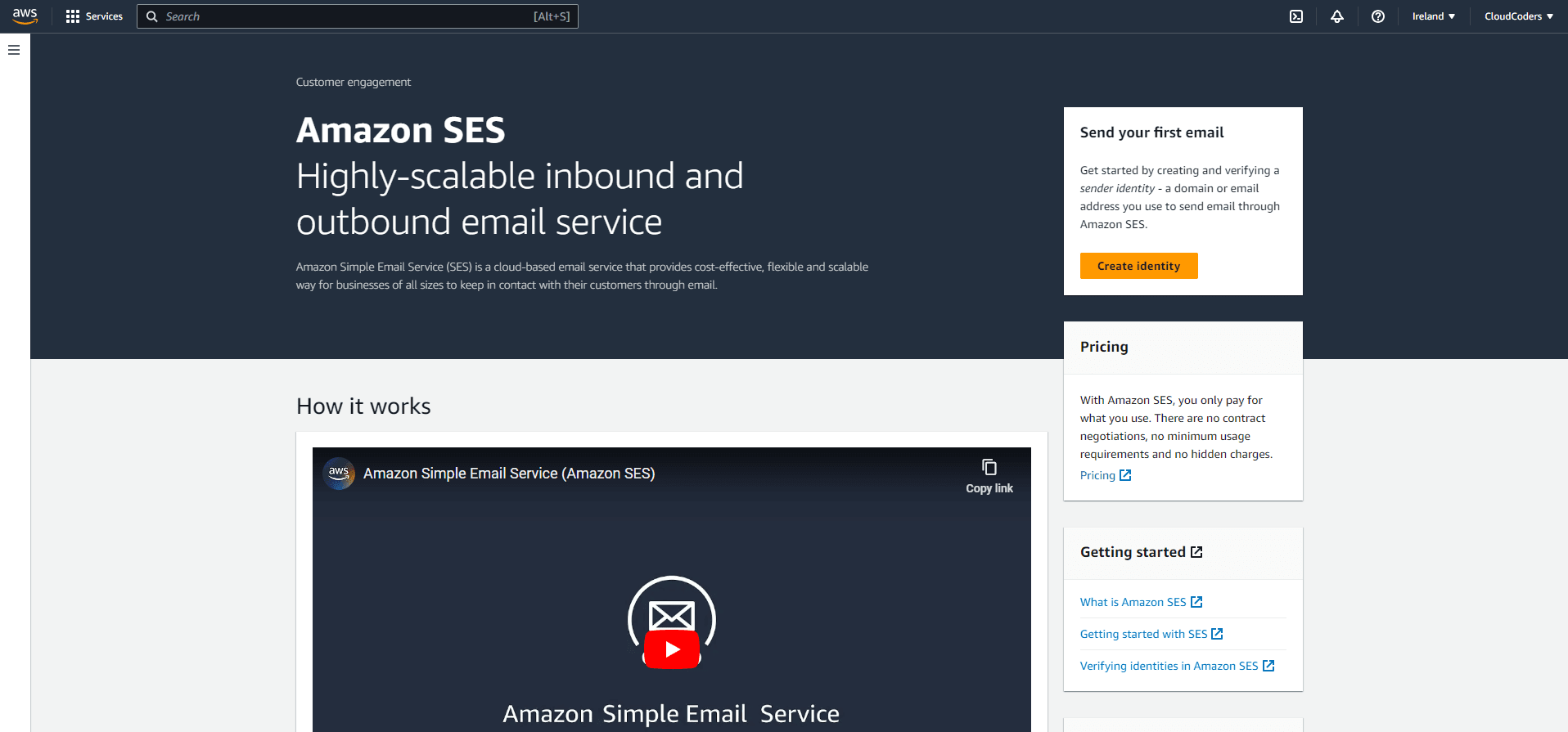 Amazon SES Management Console