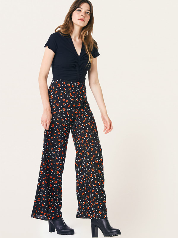 Black and Red Ditsy Lottie Palazzo Trouser