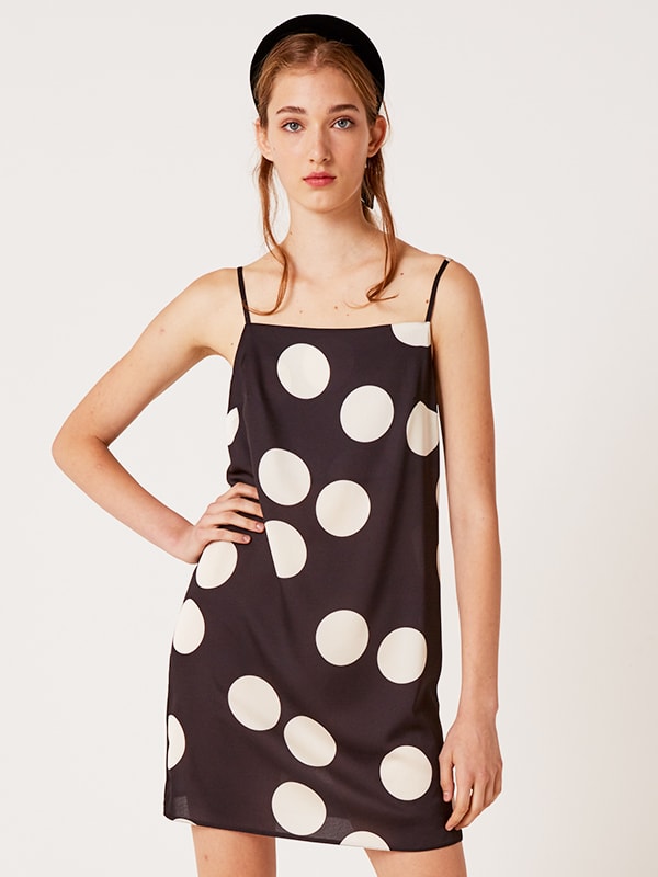 Black and White Spot Victoria Cami Mini Dress