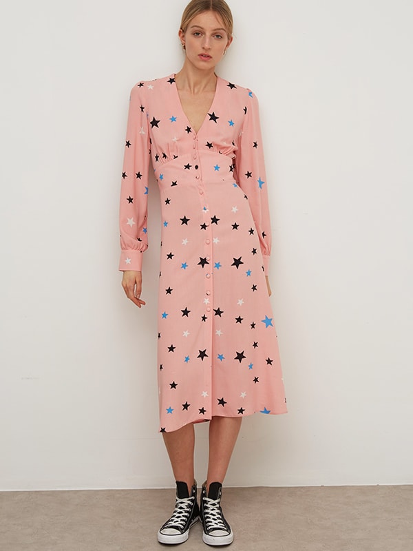 Lenzing EcoVero Pink Star Siri Midi Dress