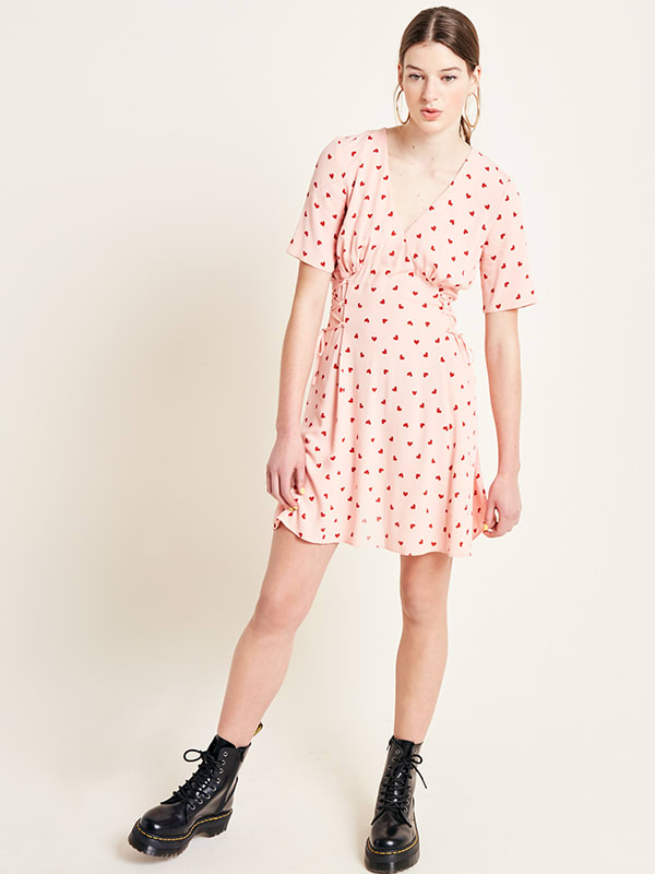 Pink Imogen Heart Print Mini Dress