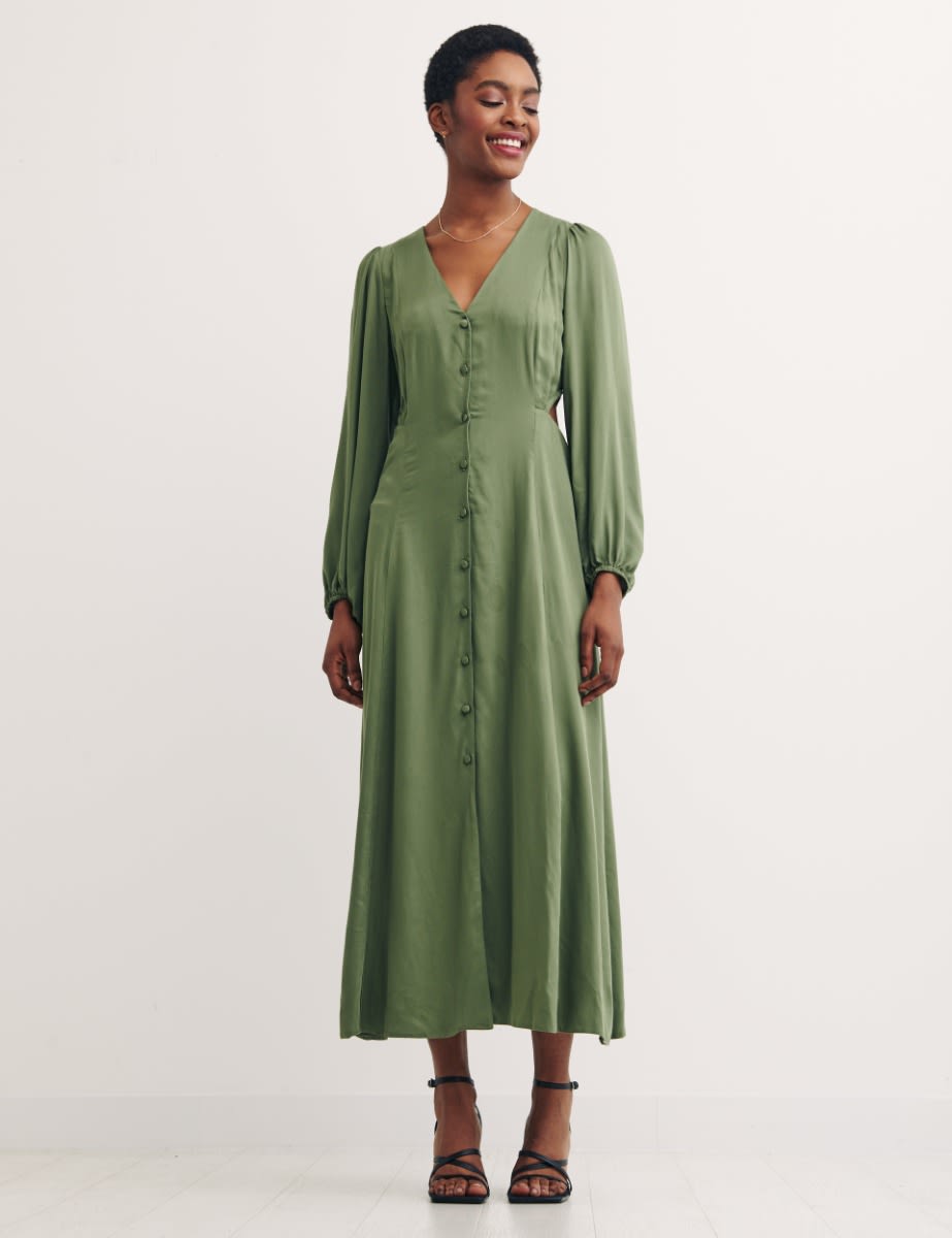 Green Lara Cutout Midaxi Dress