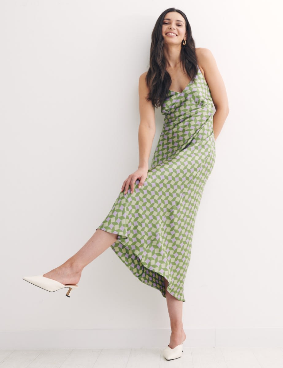 Green Geometric Melina Midi Dress